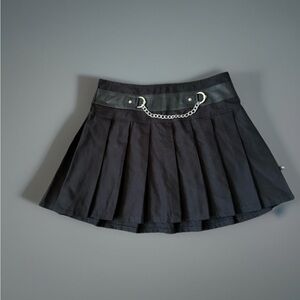 Royal Bones Daang Goodman Black Pleated Chain Detail Goth Skater Skirt ~L
